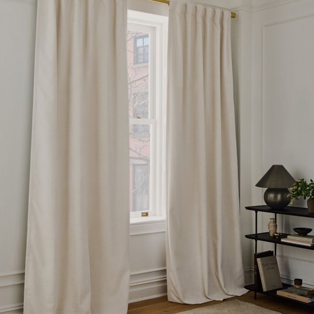 West Elm Worn Velvet Blackout Curtain, Alabaster (6 panels total)